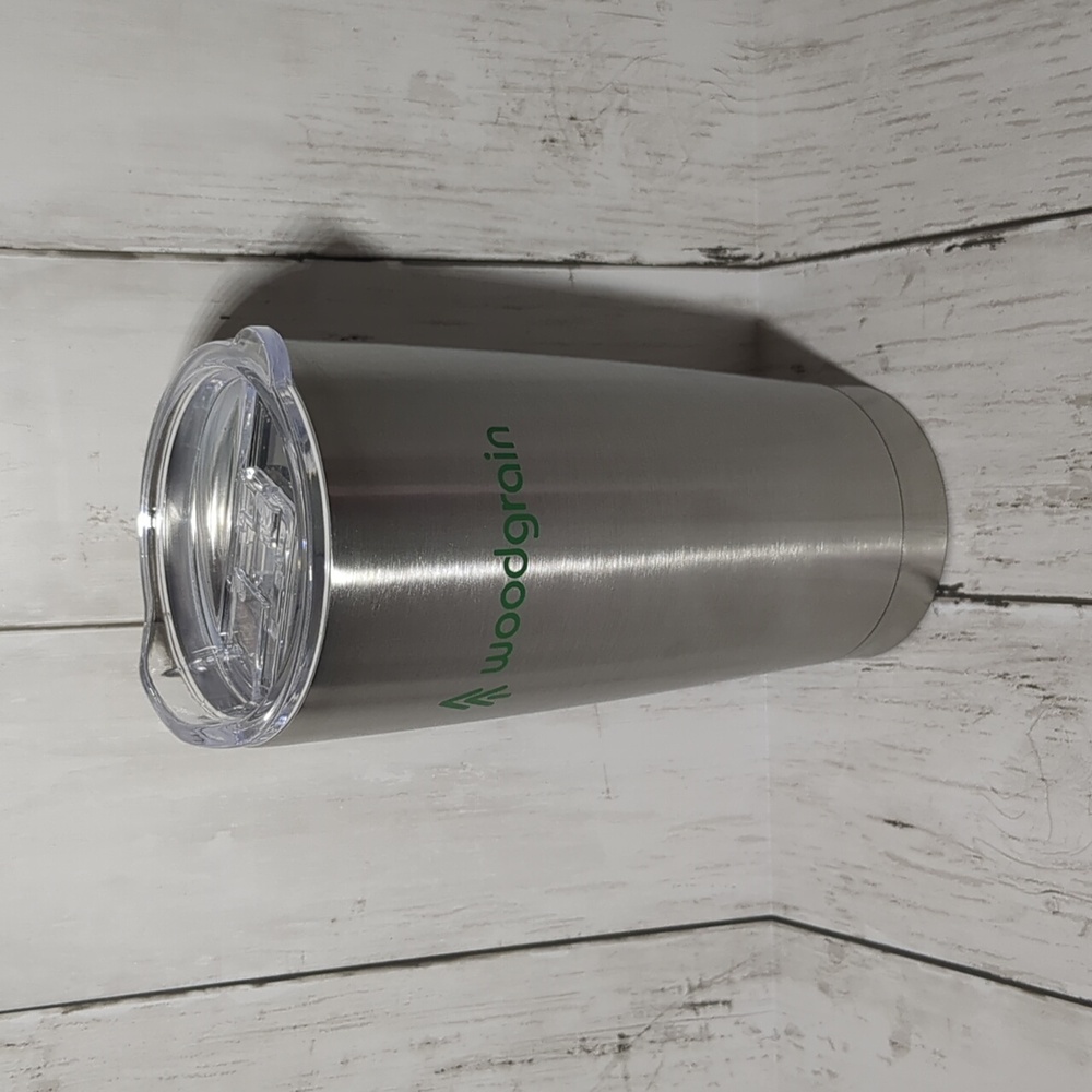 Woodgrain Brand Tin Travel Coffee Mug